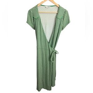 Boden Green Print Retro Wrap Dress 💚